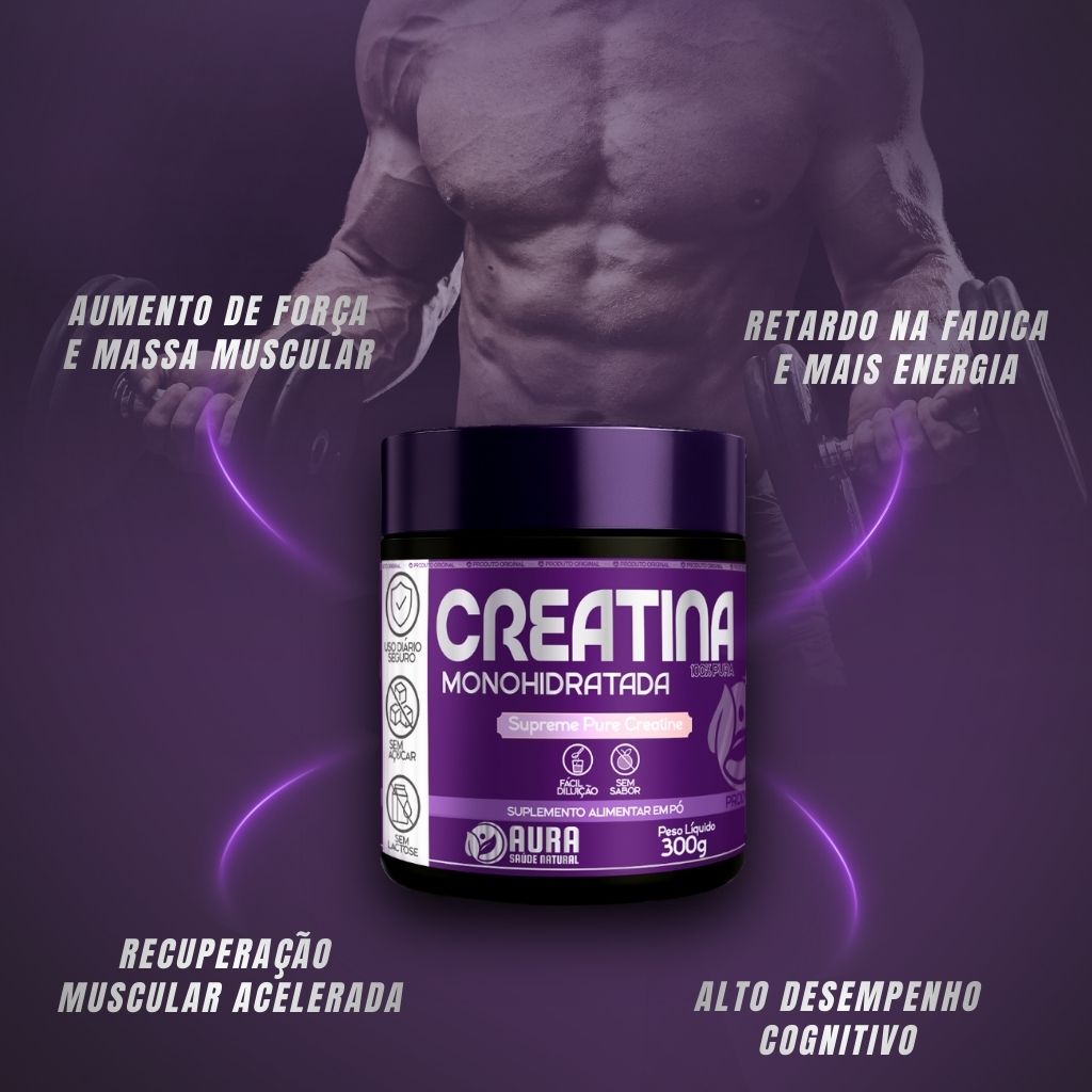 Creatina monohidratada 300 gramas - Aura