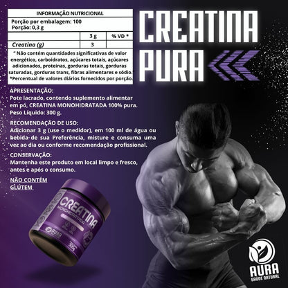 Creatina monohidratada 300 gramas - Aura